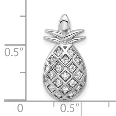 Pure Fire Sterling Silver Rhod-plated CZ Pineapple Pendant
