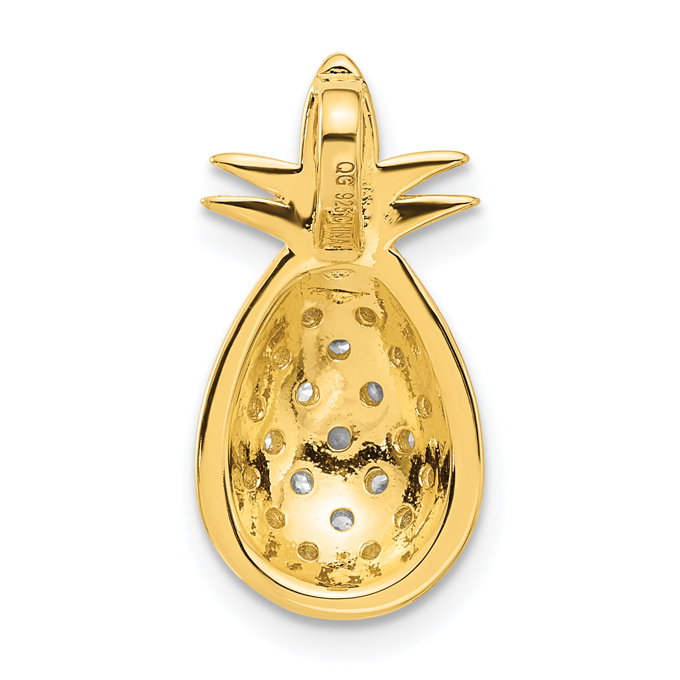 Pure Fire Sterling Silver Gold-tone CZ Pineapple Pendant
