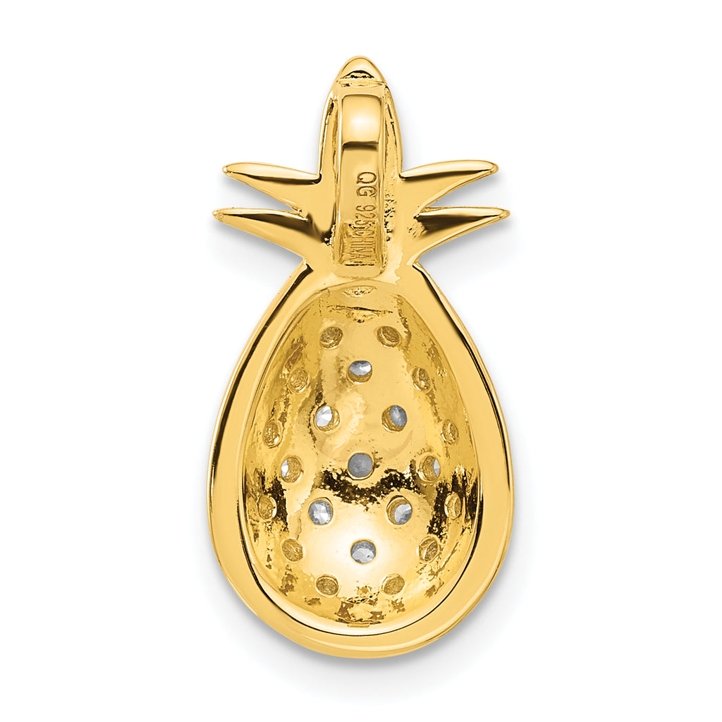 Pure Fire Sterling Silver Gold-tone CZ Pineapple Pendant