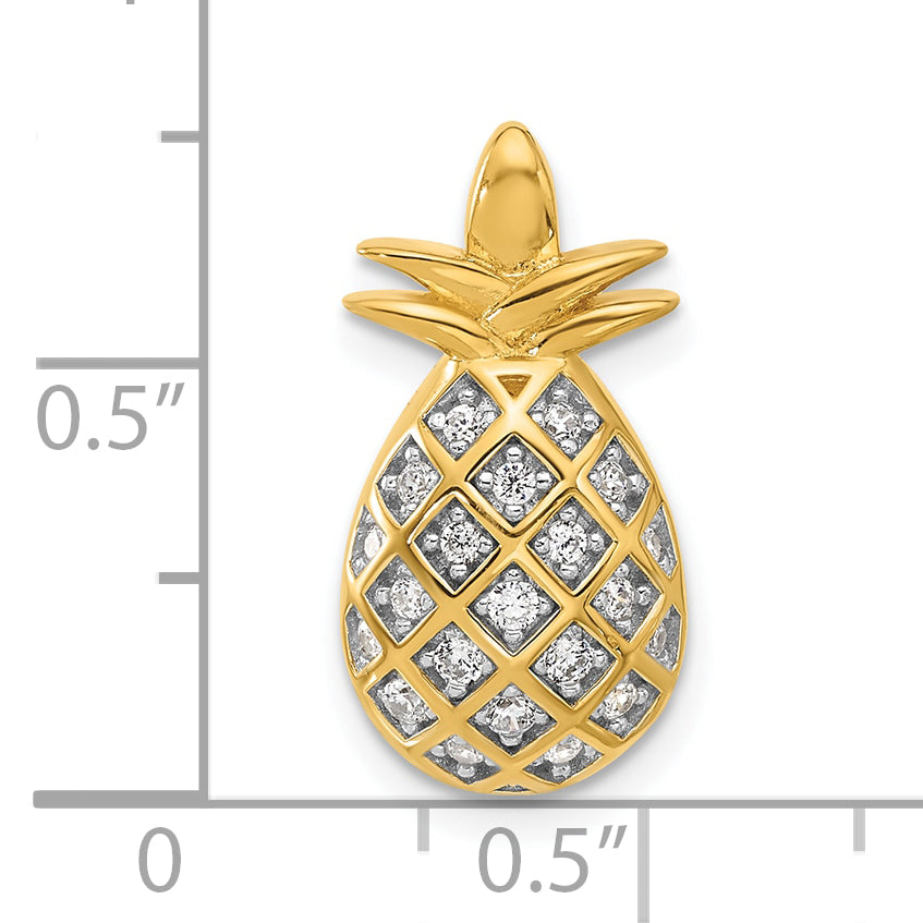 Pure Fire Sterling Silver Gold-tone CZ Pineapple Pendant