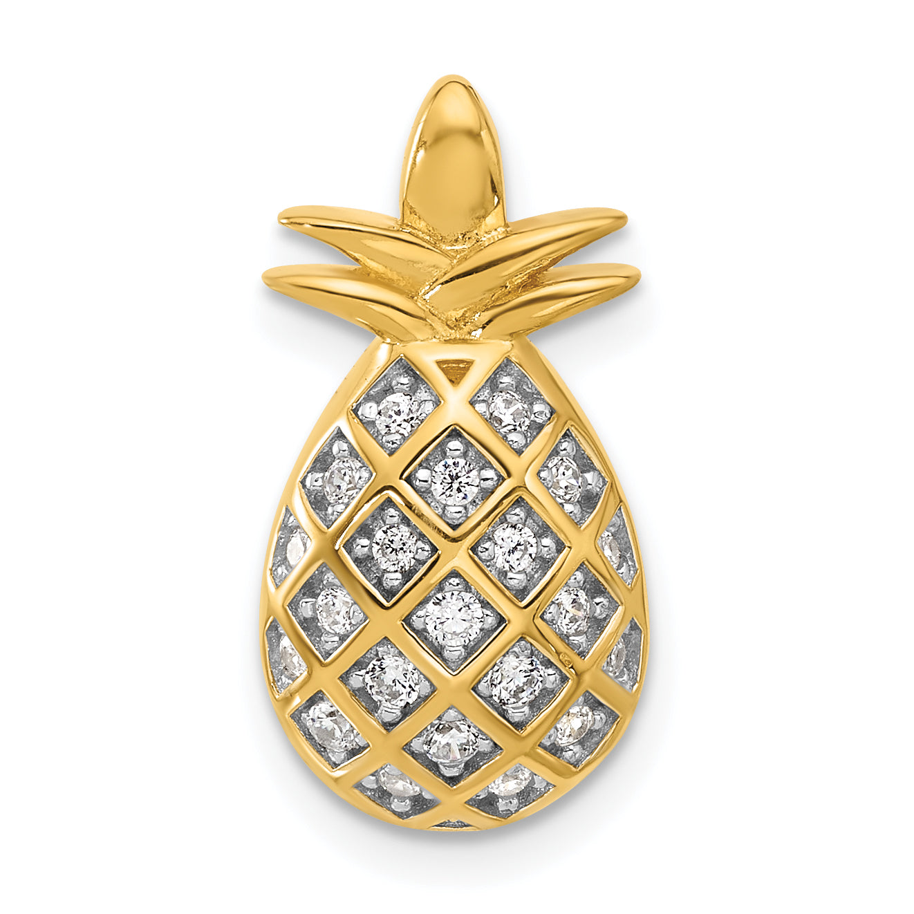 Pure Fire Sterling Silver Gold-tone CZ Pineapple Pendant Main image