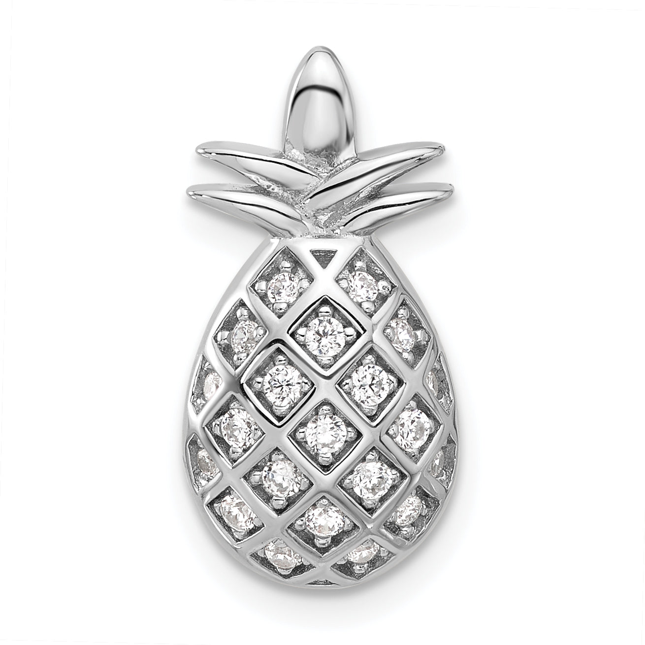 Pure Fire Sterling Silver Rhod-plated CZ Pineapple Pendant Main image