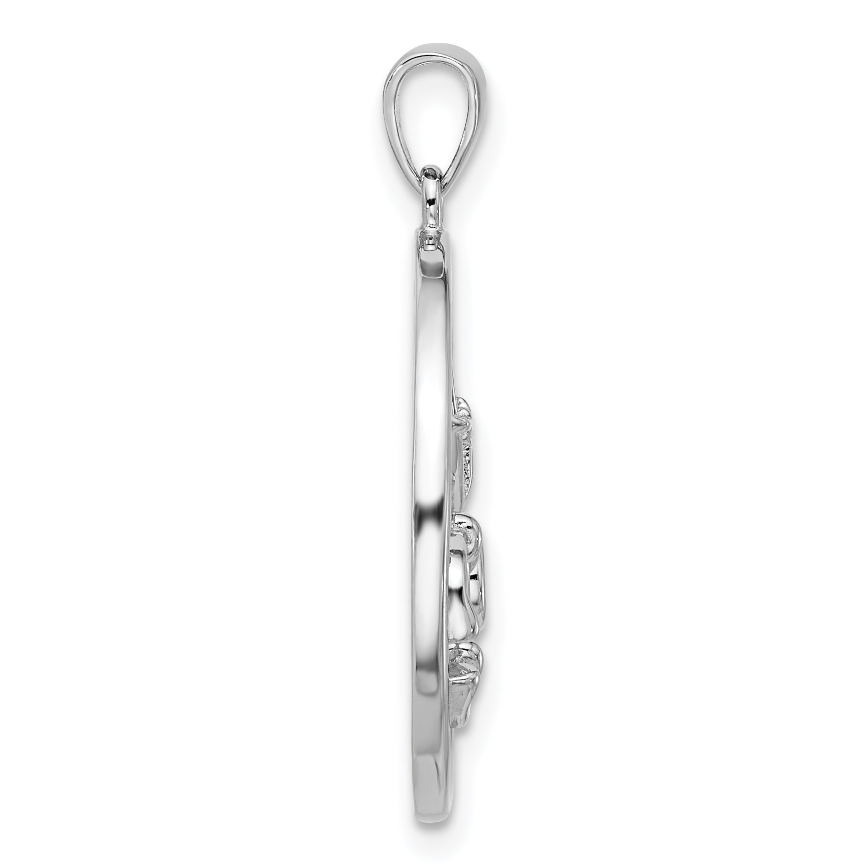 Sterling Silver Rhod-plated with CZ Stethoscope and Heartbeat Pendant Secondary image