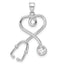 Sterling Silver Rhodium-plated with CZ Stethoscope with Heart Pendant