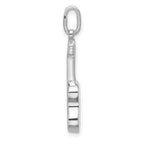 Sterling Silver Rhodium-plated Guitar Charm Pendant
