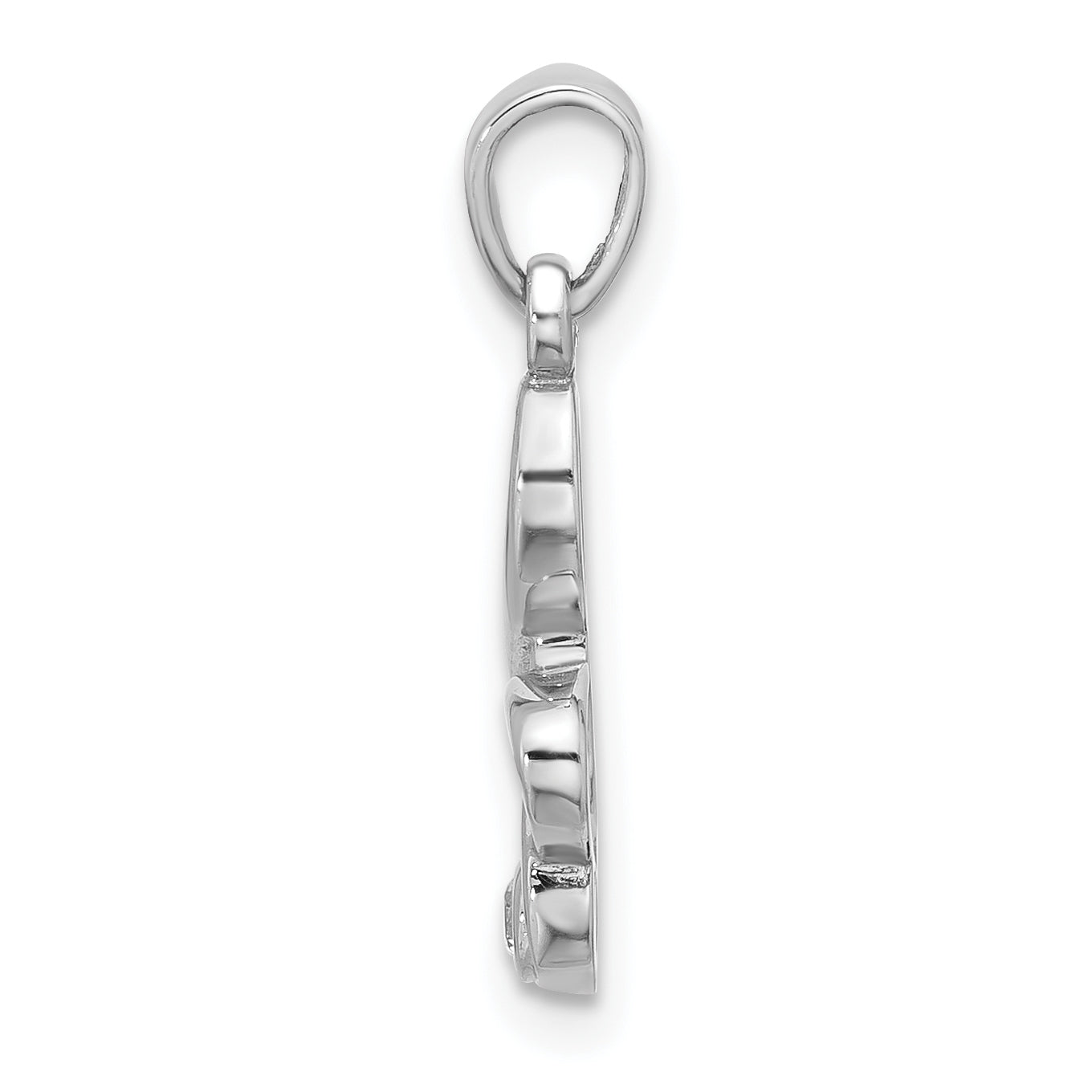 Sterling Silver Rhodium-plated CZ Treble Clef Pendant Secondary image