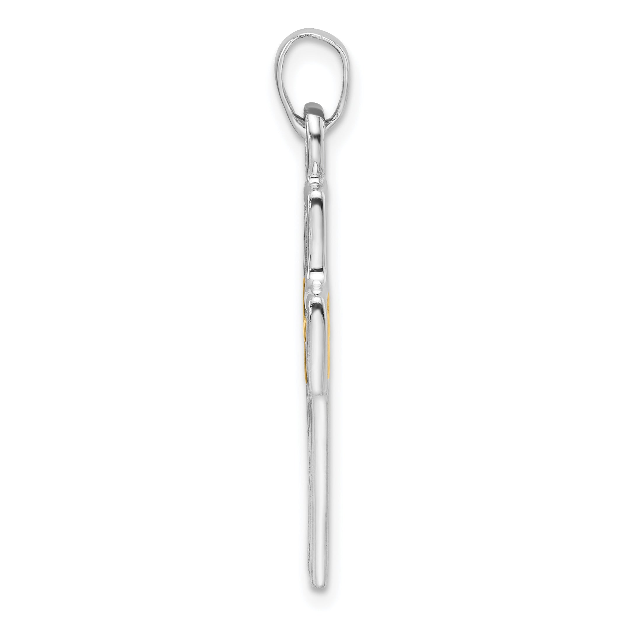 Sterling Silver Rhodium-plated and Gold-tone Reversible Cross Pendant Secondary image