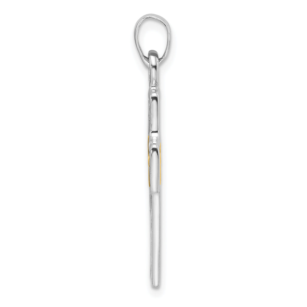 Sterling Silver Rhodium-plated and Gold-tone Reversible Cross Pendant