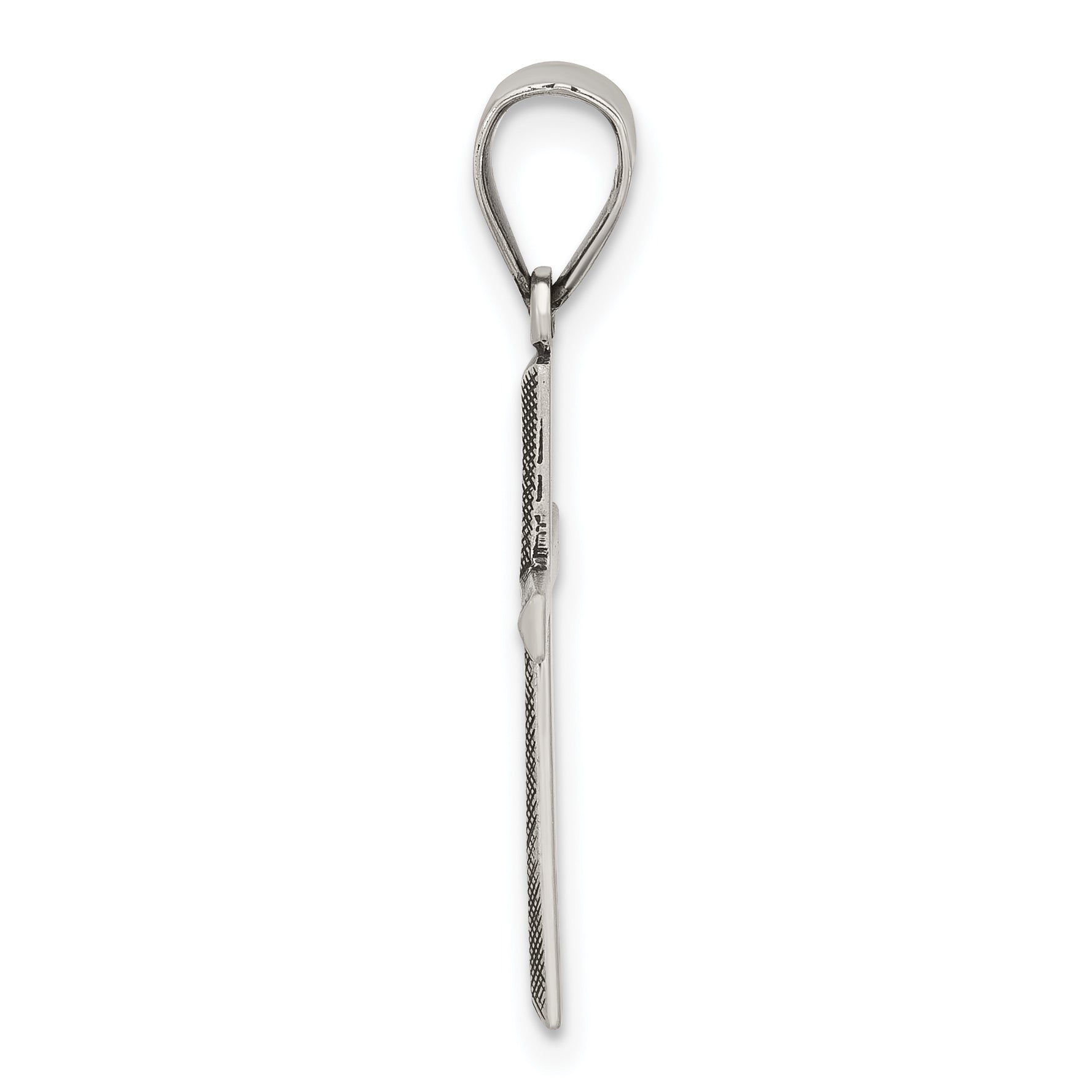 Sterling Silver Antiqued Solid Textured Latin Cross Pendant