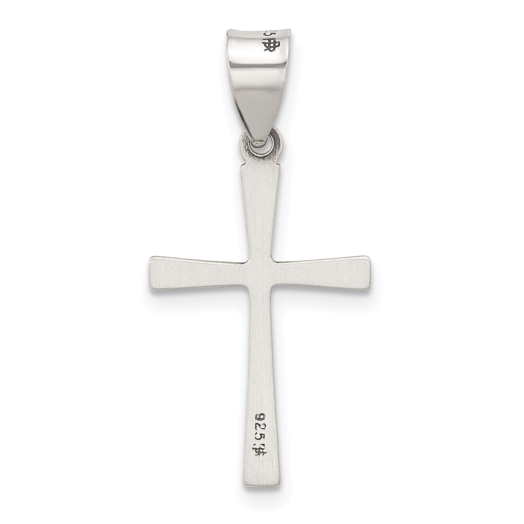 Sterling Silver Antiqued Solid Textured Latin Cross Pendant