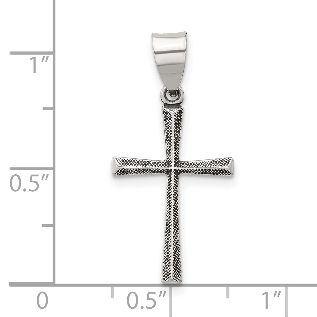 Sterling Silver Antiqued Solid Textured Latin Cross Pendant