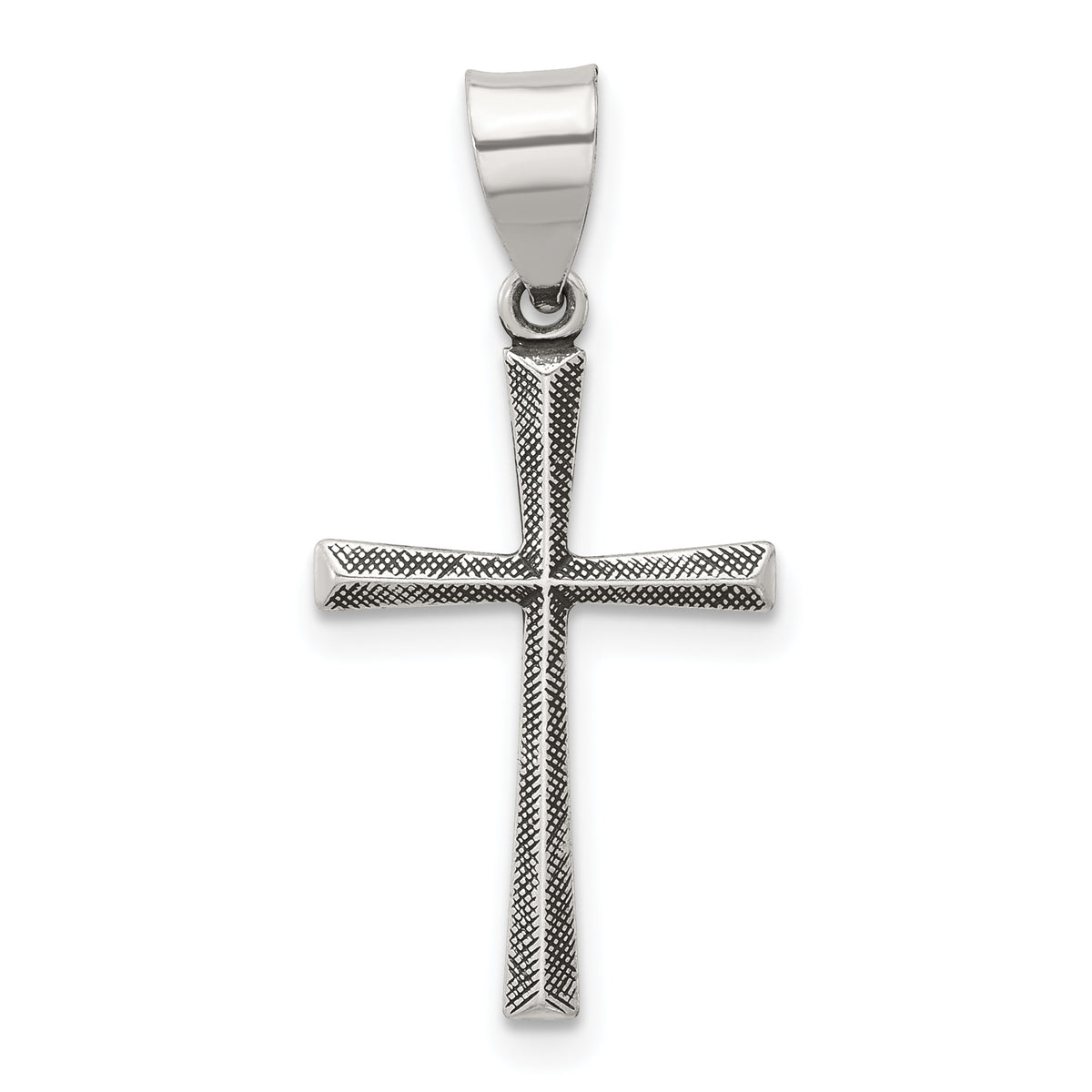 Sterling Silver Antiqued Solid Textured Latin Cross Pendant