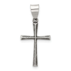 Sterling Silver Antiqued Solid Textured Latin Cross Pendant