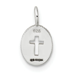 Sterling Silver E-Coating Small Oval Cut-out Cross Charm
