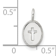 Sterling Silver E-Coating Small Oval Cut-out Cross Charm