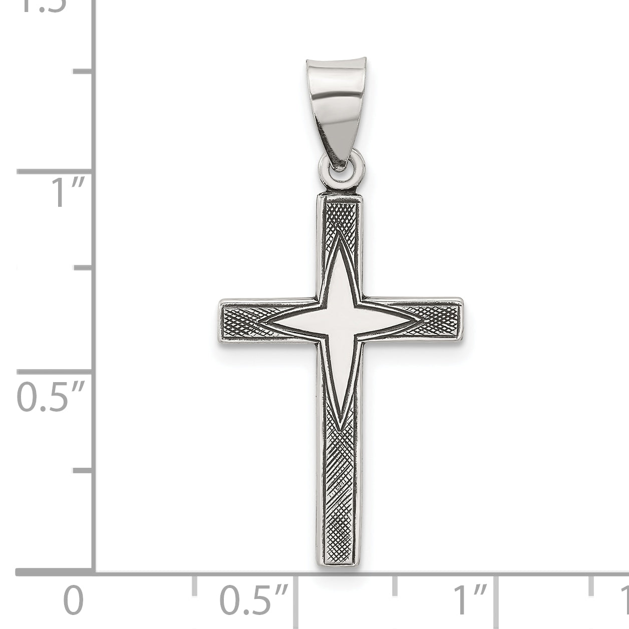 Sterling Silver Antiqued Solid Textured Cross Pendant