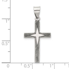 Sterling Silver Antiqued Solid Textured Cross Pendant