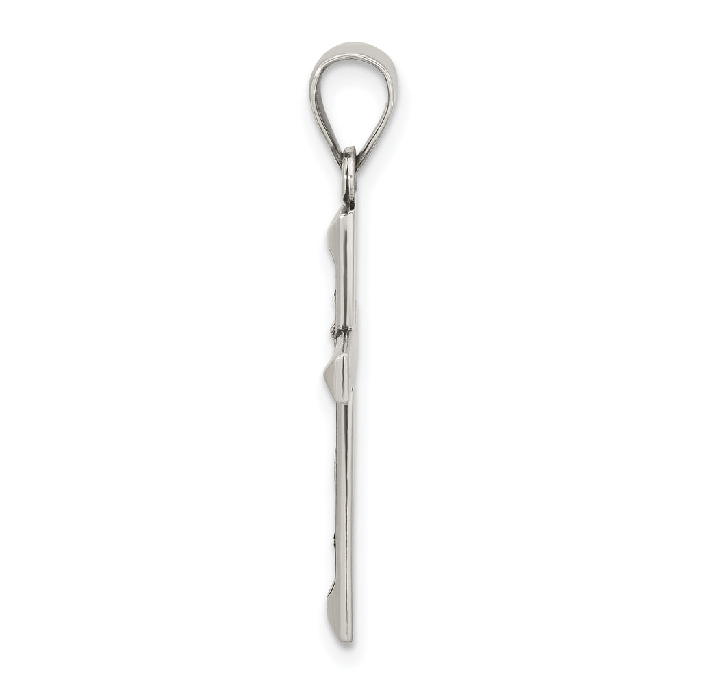 Sterling Silver Antiqued Solid Textured Cross Pendant