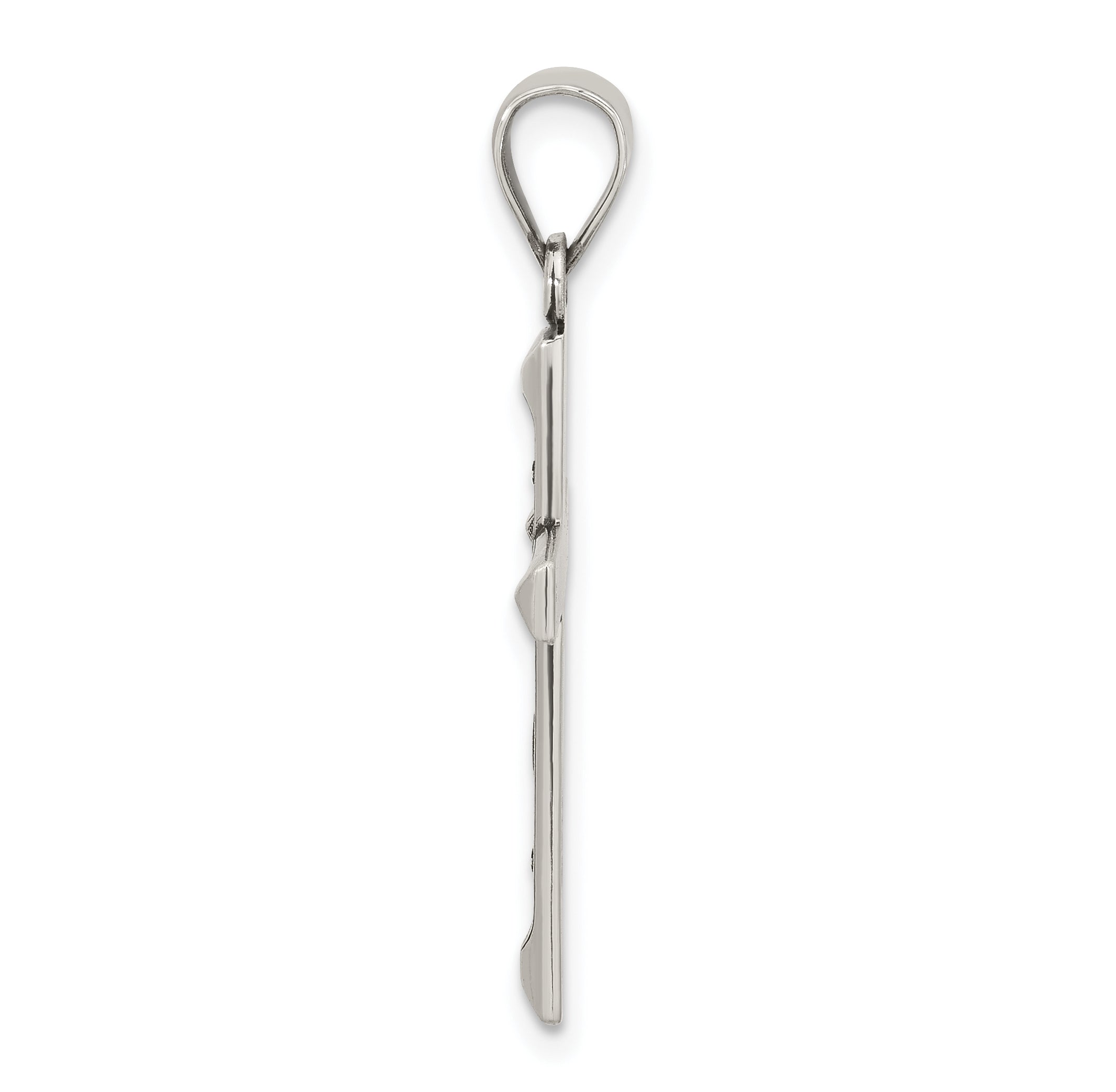 Sterling Silver Antiqued Solid Textured Cross Pendant