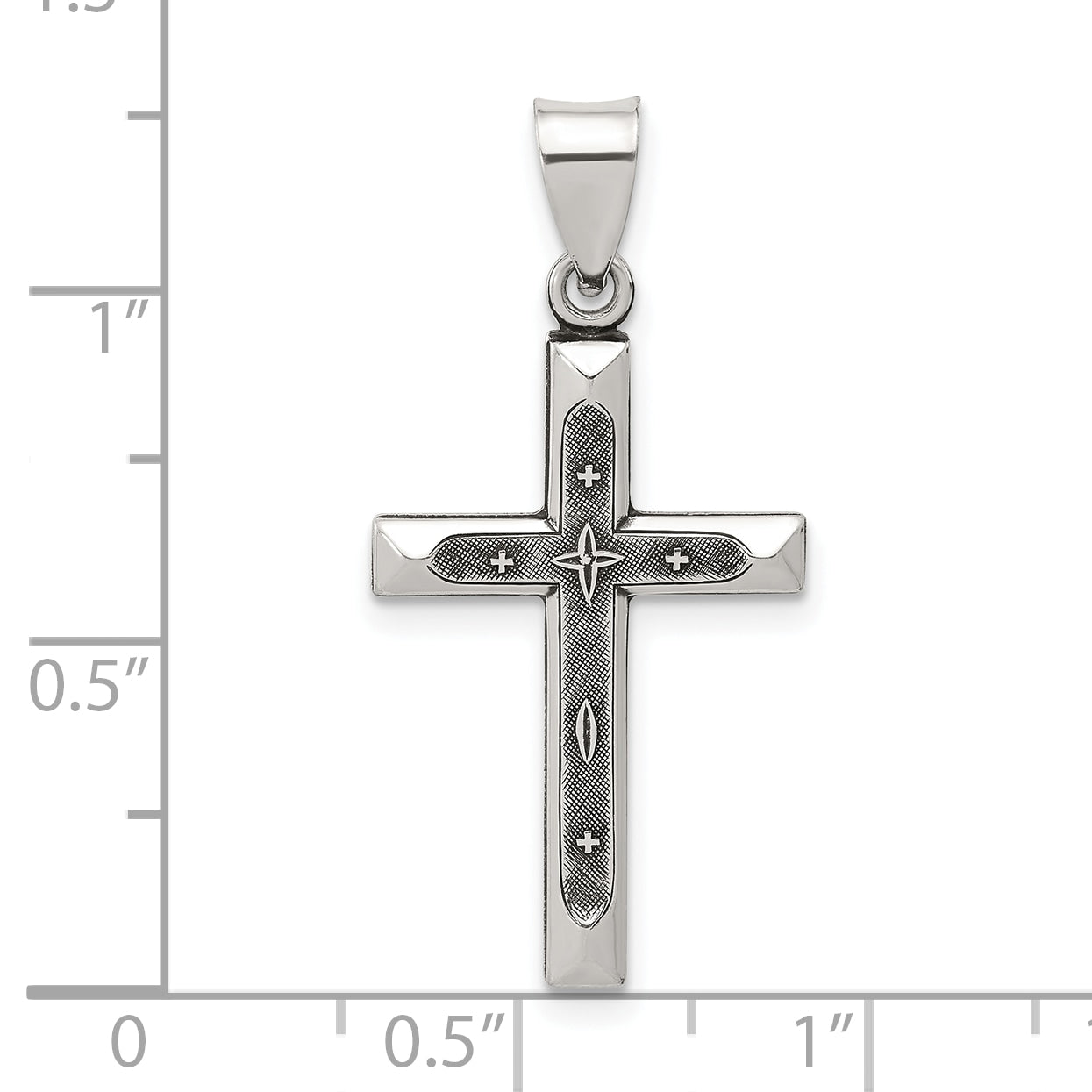 Sterling Silver Antiqued Solid Textured Cross Pendant