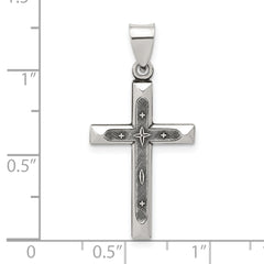 Sterling Silver Antiqued Solid Textured Cross Pendant