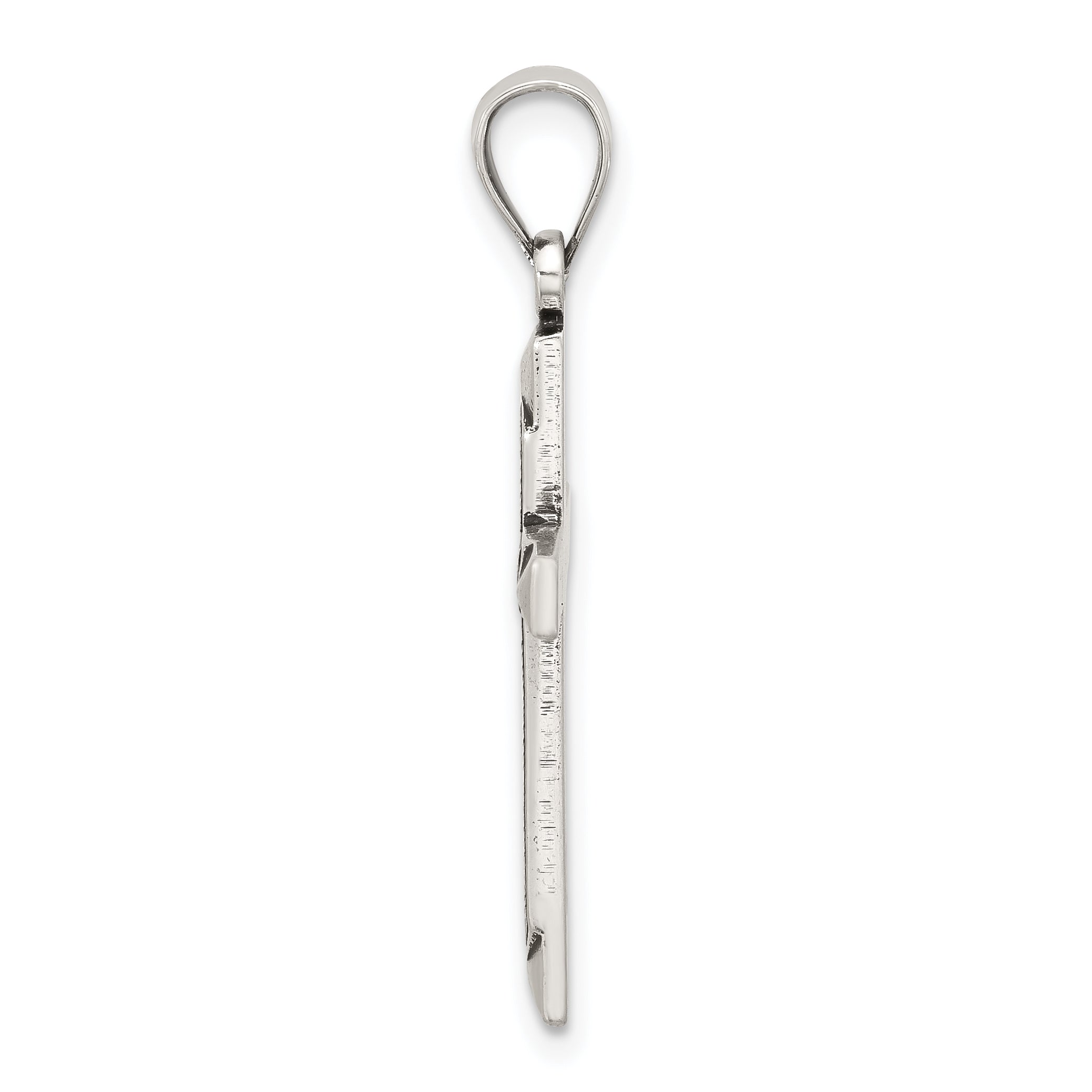 Sterling Silver Antiqued Solid Textured Cross Pendant