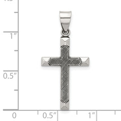 Sterling Silver Antiqued Solid Textured Cross Pendant