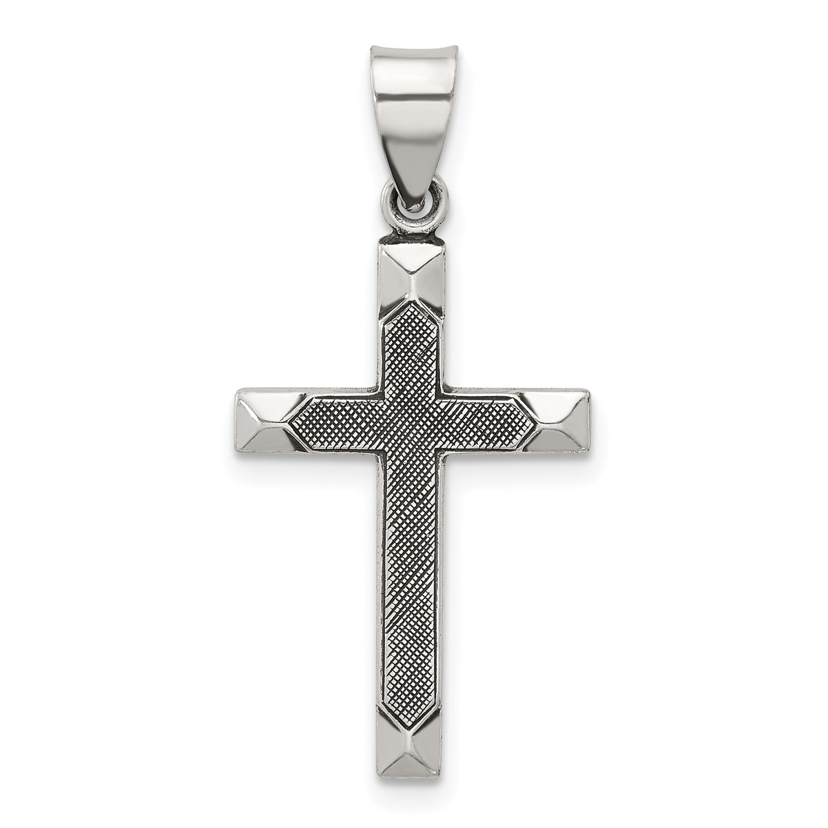 Sterling Silver Antiqued Solid Textured Cross Pendant