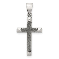 Sterling Silver Antiqued Solid Textured Cross Pendant
