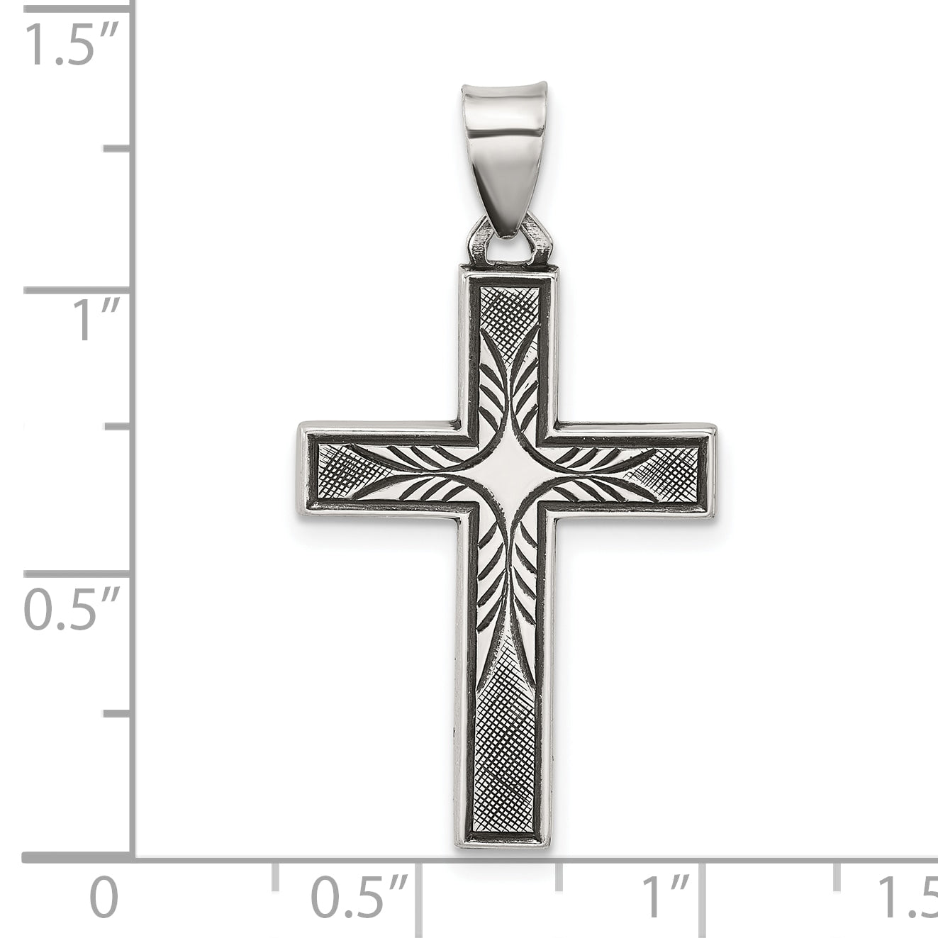 Sterling Silver Antiqued Solid Textured Cross Pendant