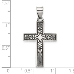 Sterling Silver Antiqued Solid Textured Cross Pendant
