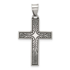 Sterling Silver Antiqued Solid Textured Cross Pendant