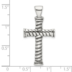 Sterling Silver Polished and Antiqued Cross Pendant