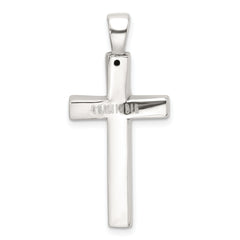 Sterling Silver Polished and Antiqued Greek Key Latin Cross Pendant