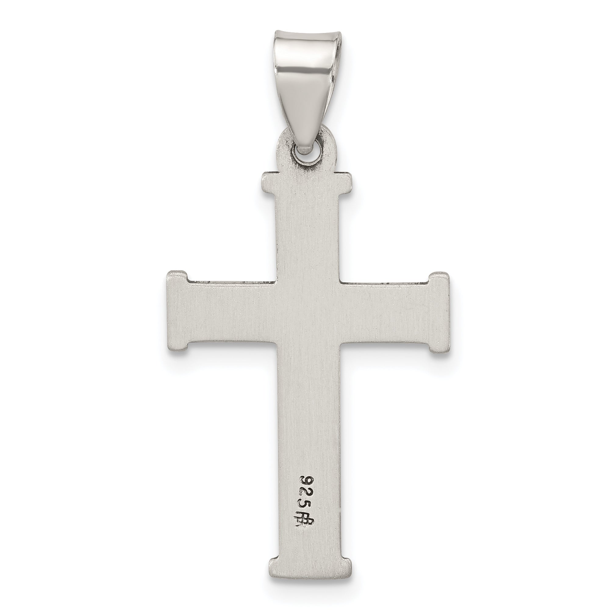 Sterling Silver Antiqued Solid Textured Cross Pendant