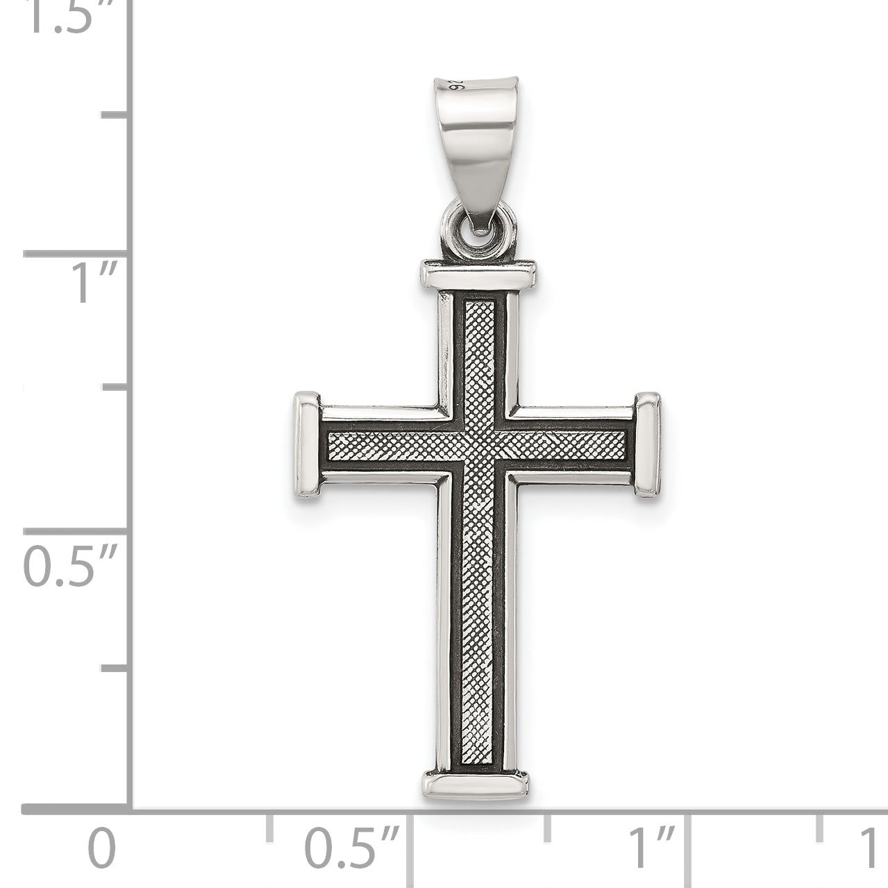 Sterling Silver Antiqued Solid Textured Cross Pendant