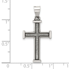Sterling Silver Antiqued Solid Textured Cross Pendant