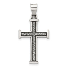 Sterling Silver Antiqued Solid Textured Cross Pendant