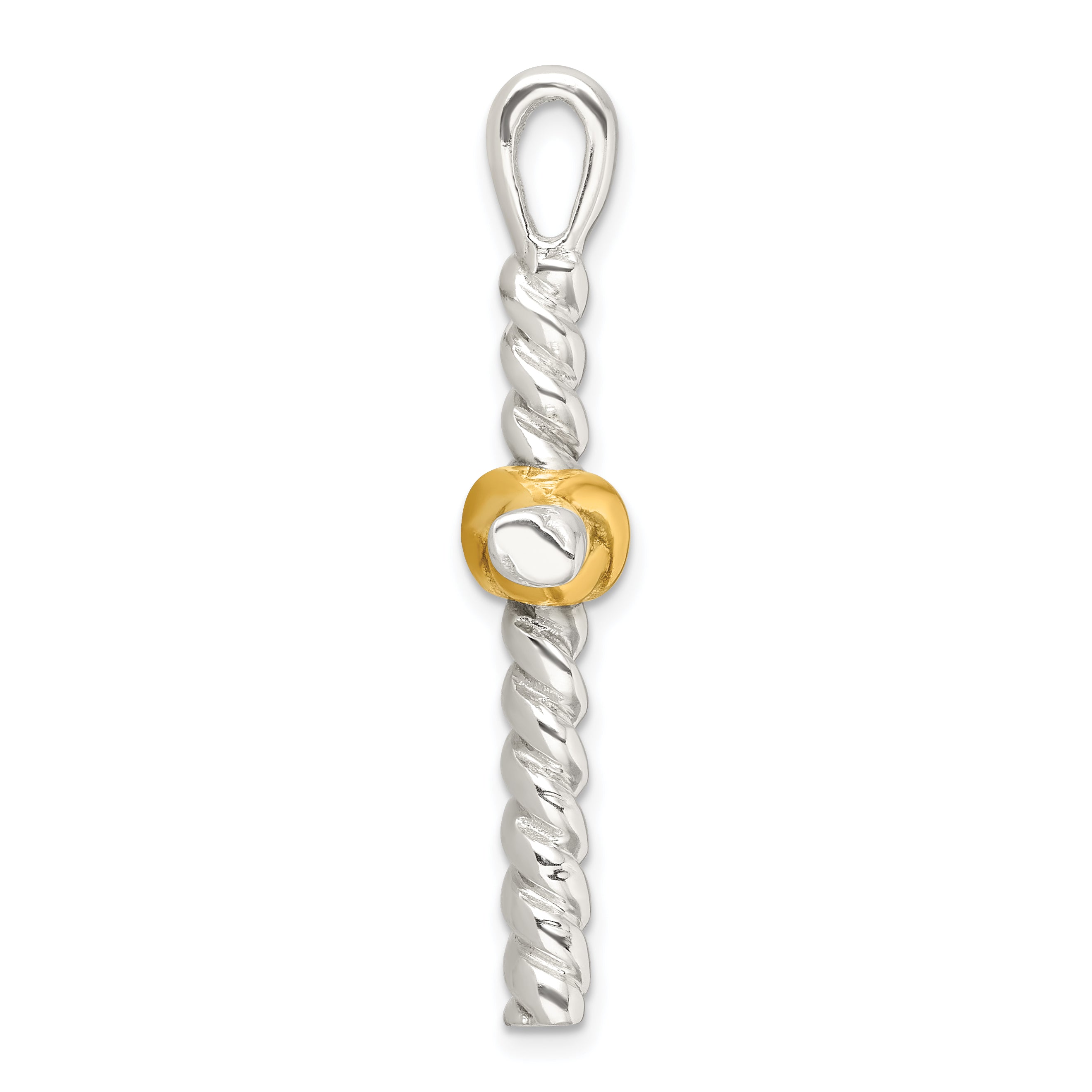 Sterling Silver and Gold-tone Polished Cross Pendant Secondary image