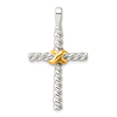 Sterling Silver and Gold-tone Polished Cross Pendant