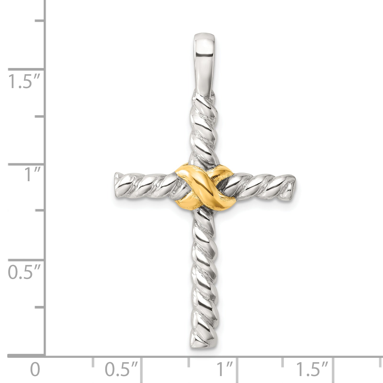 Sterling Silver and Gold-tone Polished Cross Pendant