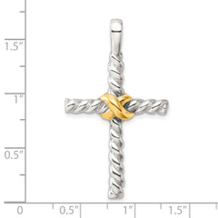 Sterling Silver and Gold-tone Polished Cross Pendant