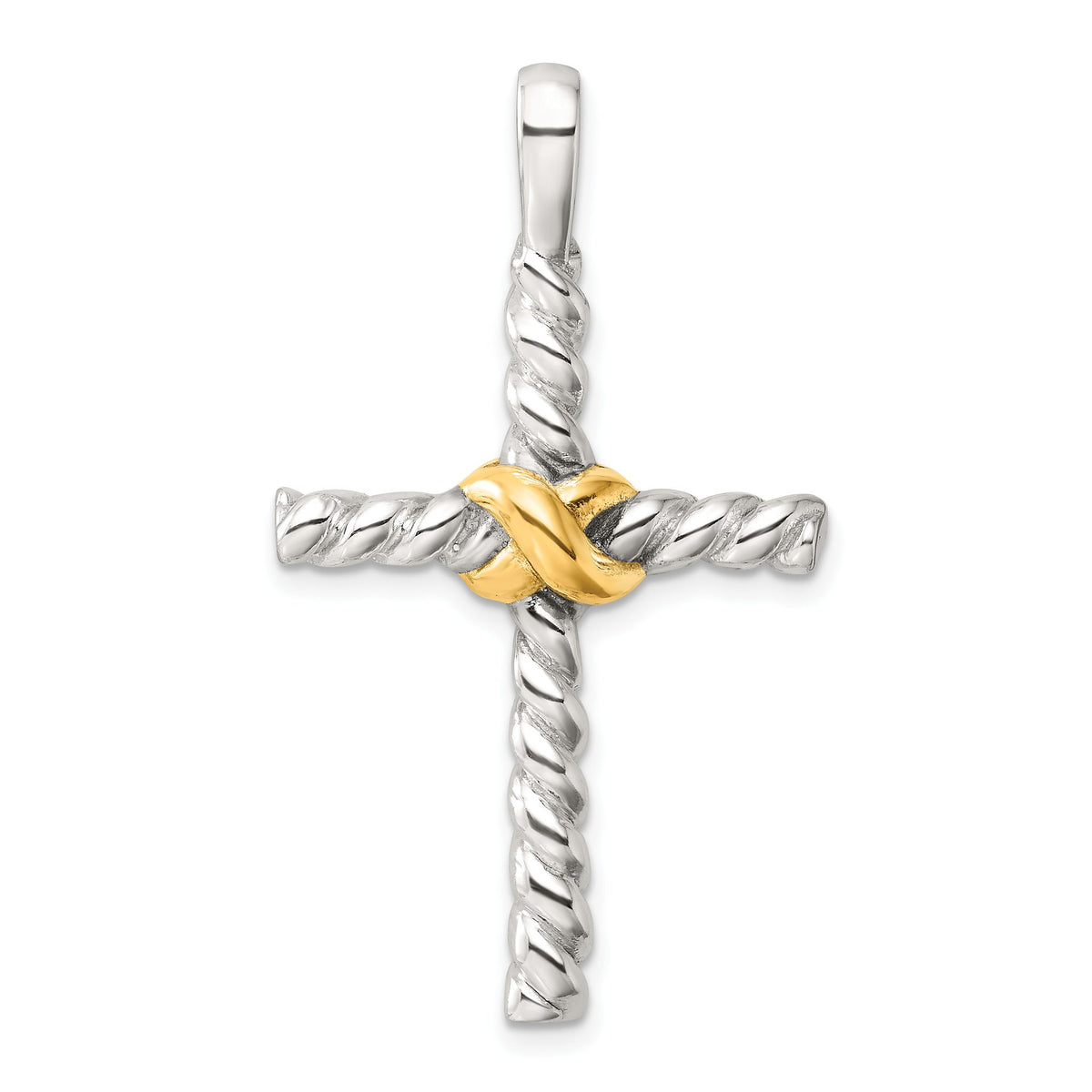 Cross Pendant in Gold-Plated Sterling Silver, 42mm Textured - Sophia Jewelers Main image