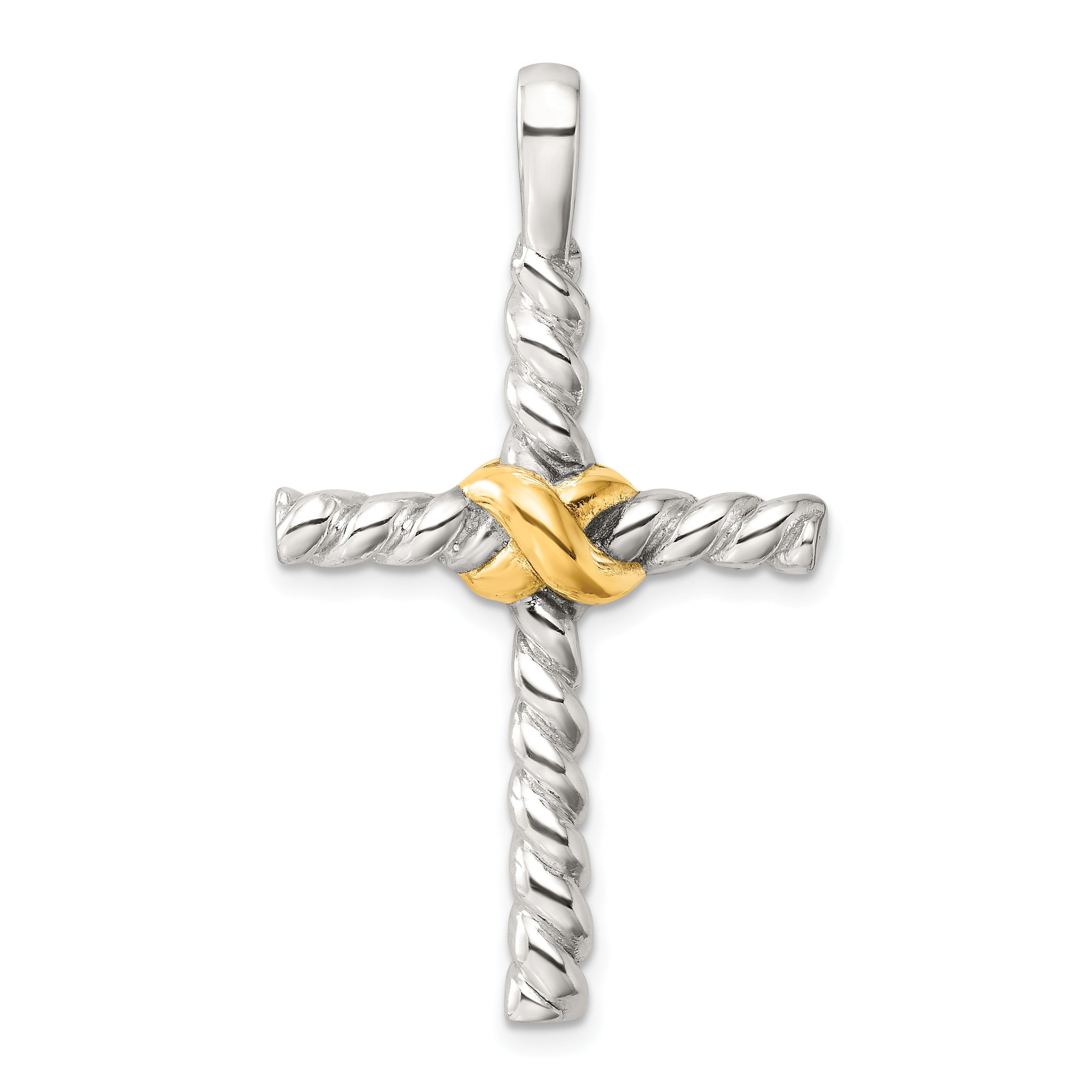 Sterling Silver and Gold-tone Polished Cross Pendant Main image