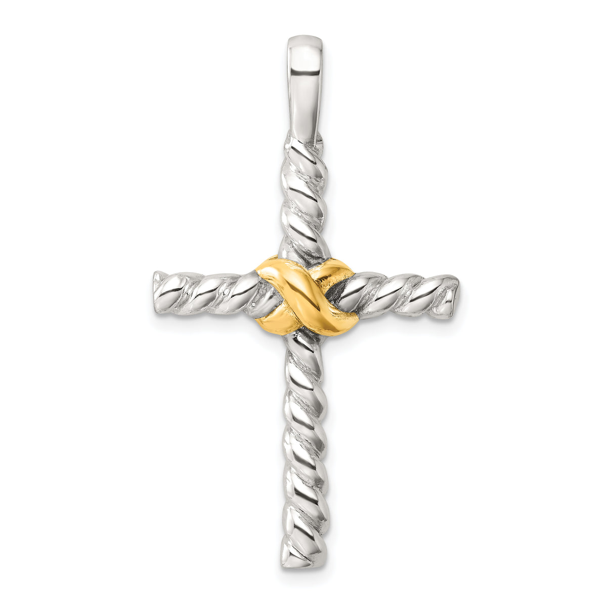 Sterling Silver and Gold-tone Polished Cross Pendant
