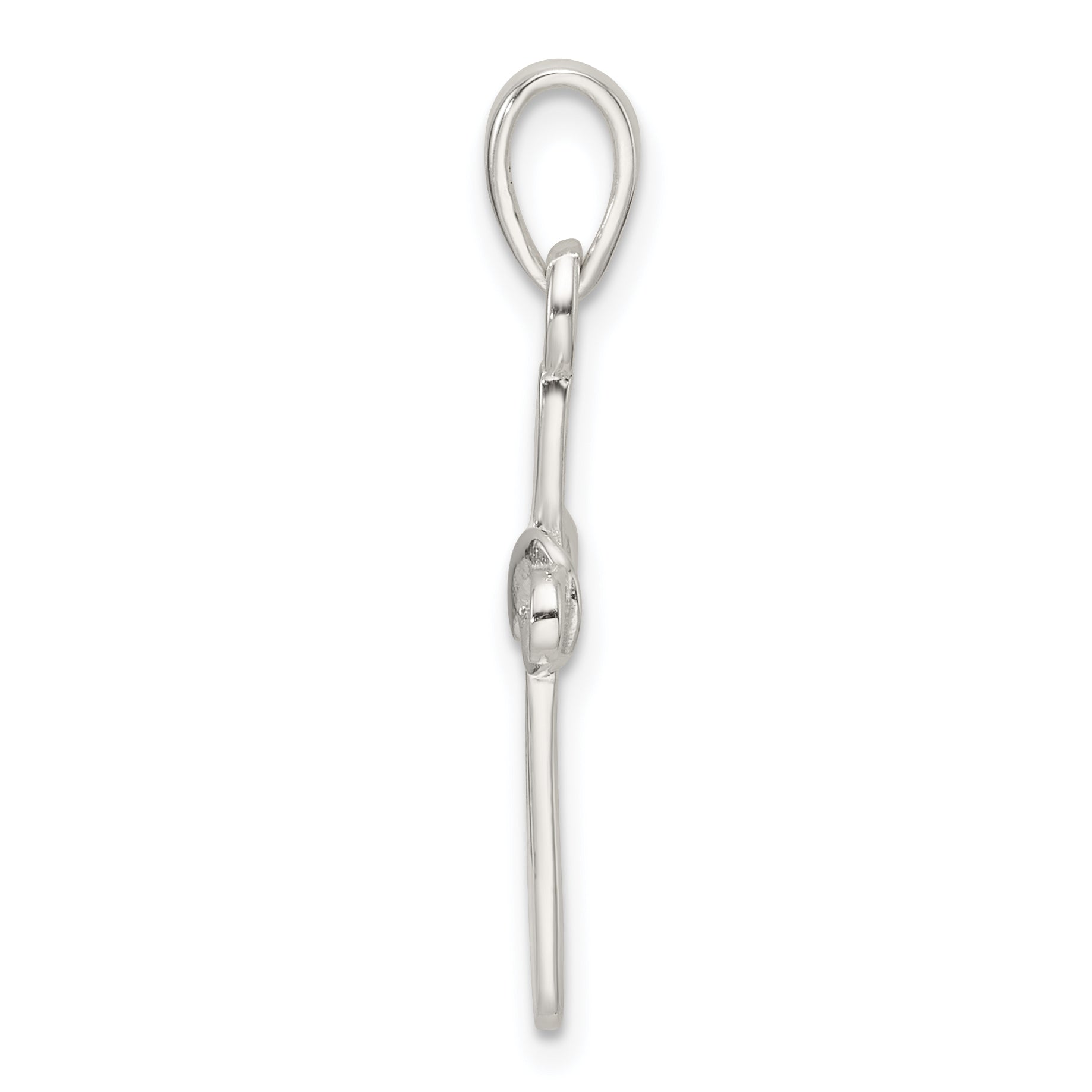 Sterling Silver Polished White Enamel Infinity Cross Pendant Secondary image