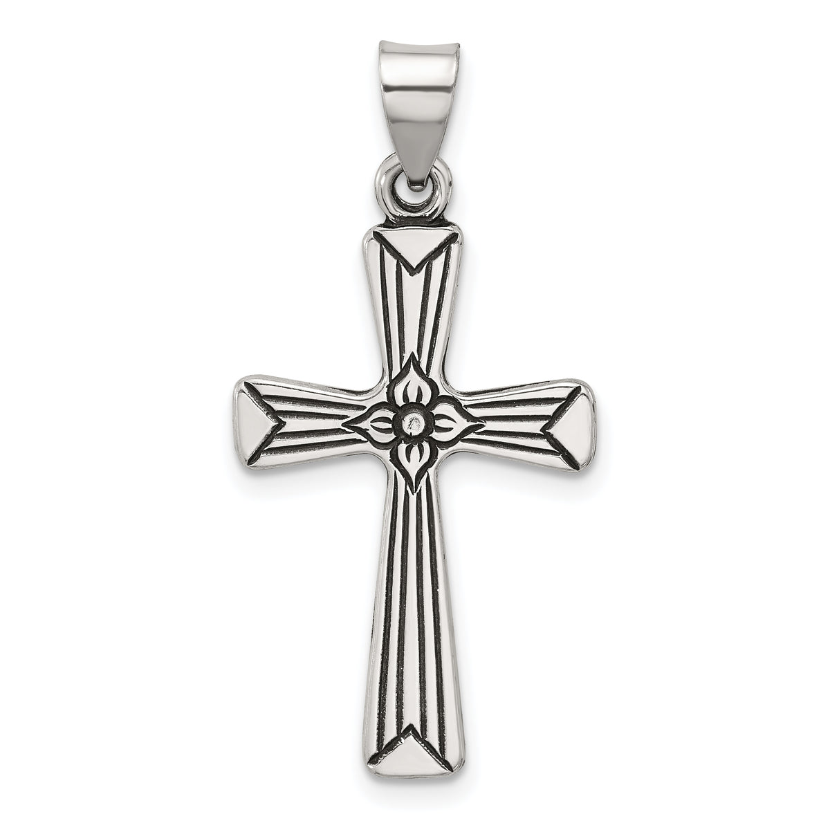 Sterling Silver Antiqued Solid Cross Pendant