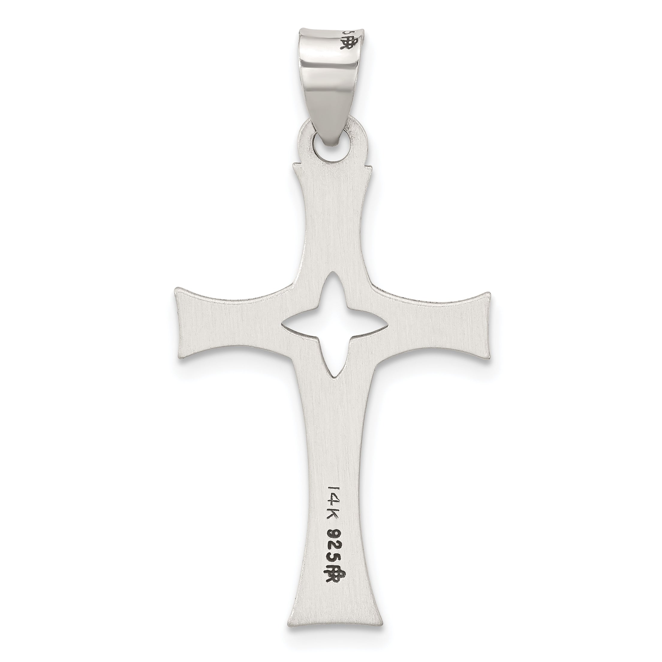 Sterling Silver Antiqued Solid Textured Cut Out Cross Pendant