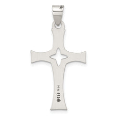 Sterling Silver Antiqued Solid Textured Cut Out Cross Pendant