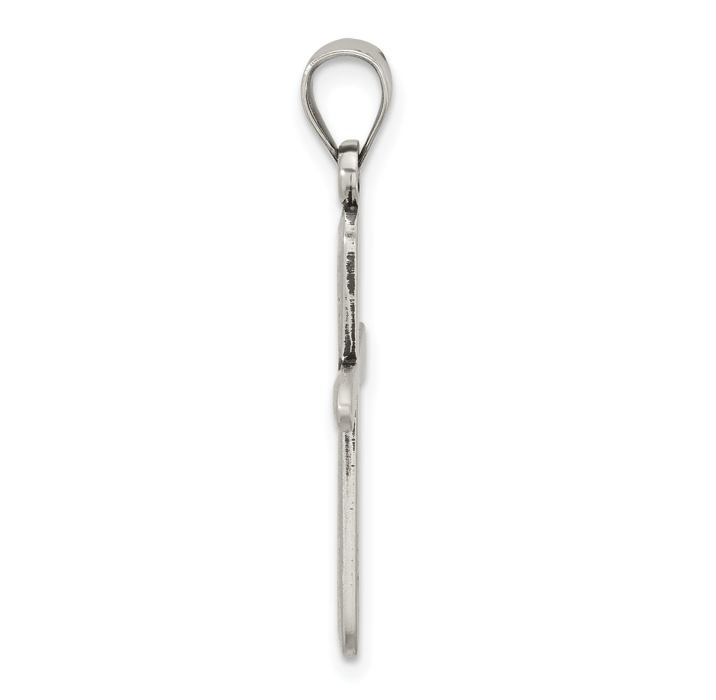 Sterling Silver Antiqued Solid Textured Cross Pendant